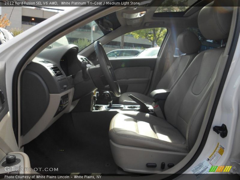 White Platinum Tri-Coat / Medium Light Stone 2012 Ford Fusion SEL V6 AWD