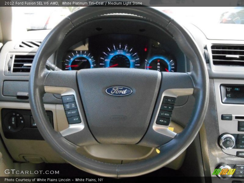 White Platinum Tri-Coat / Medium Light Stone 2012 Ford Fusion SEL V6 AWD