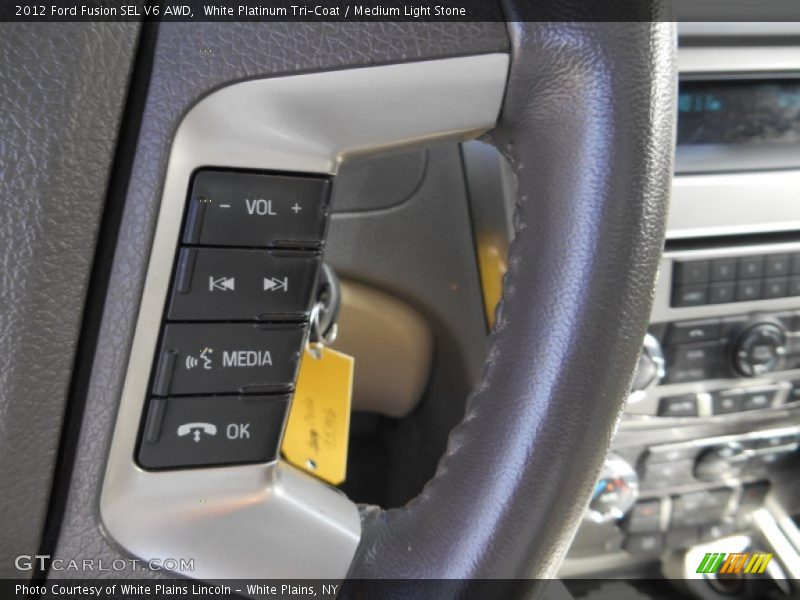 White Platinum Tri-Coat / Medium Light Stone 2012 Ford Fusion SEL V6 AWD