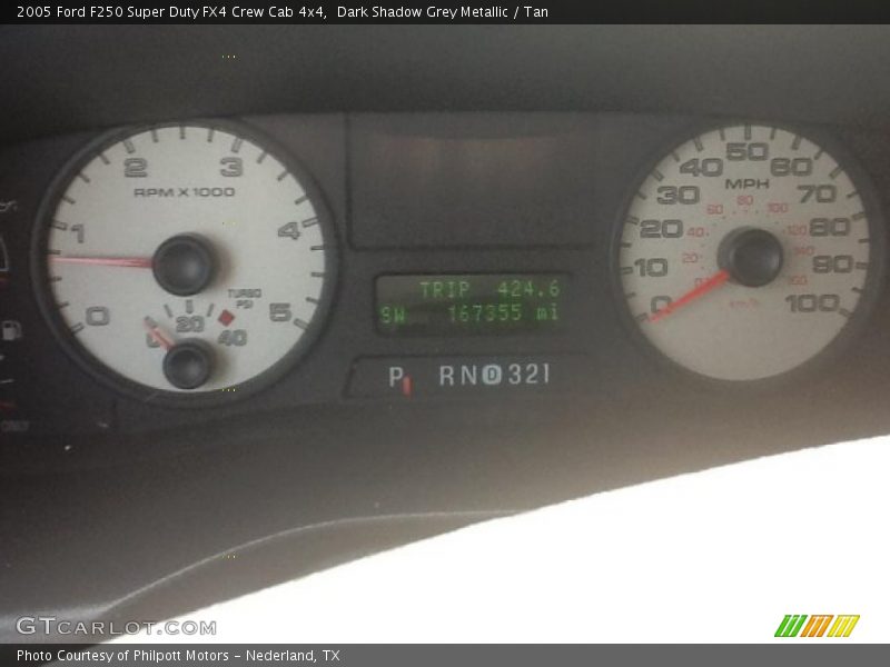 Dark Shadow Grey Metallic / Tan 2005 Ford F250 Super Duty FX4 Crew Cab 4x4