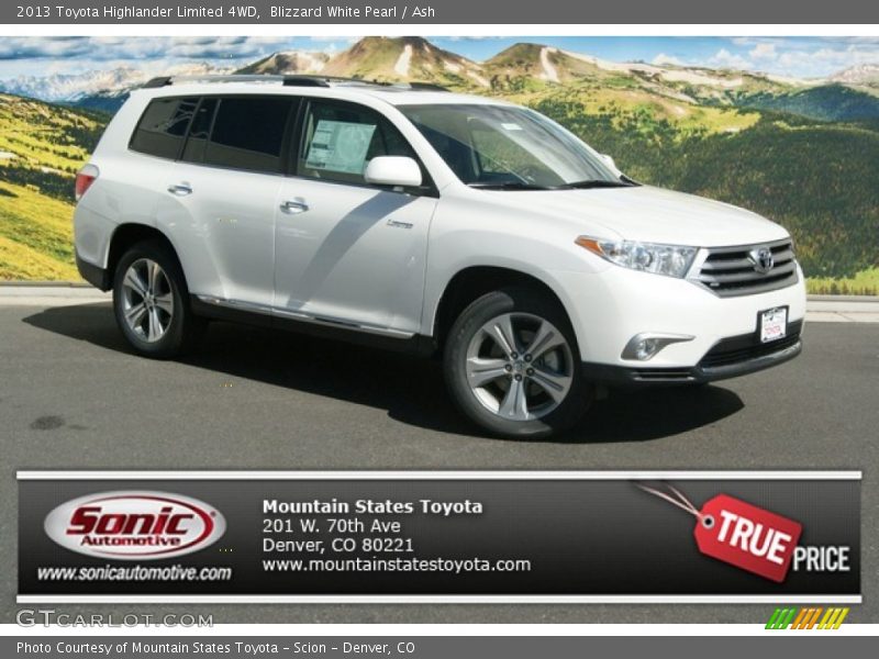Blizzard White Pearl / Ash 2013 Toyota Highlander Limited 4WD