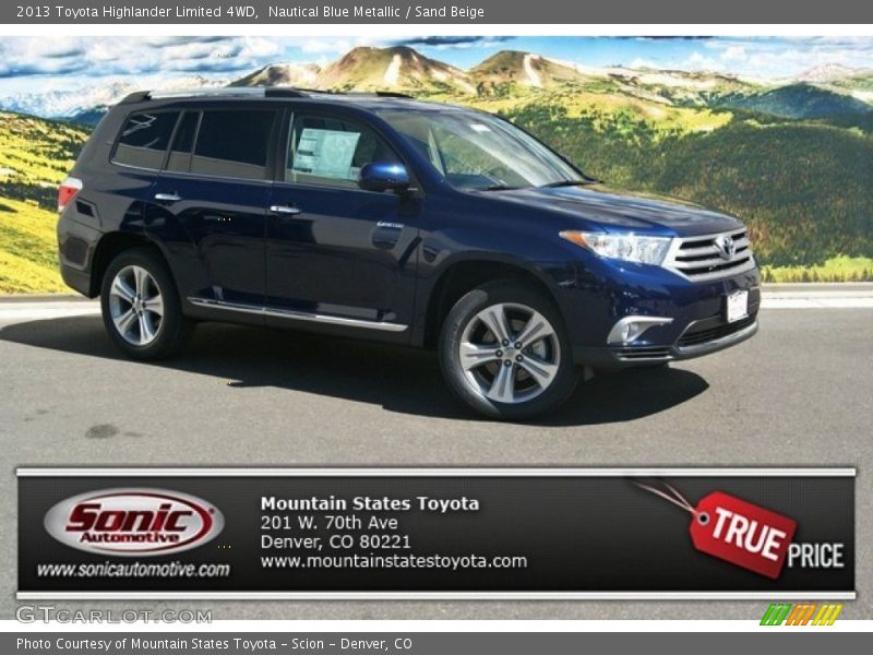 Nautical Blue Metallic / Sand Beige 2013 Toyota Highlander Limited 4WD