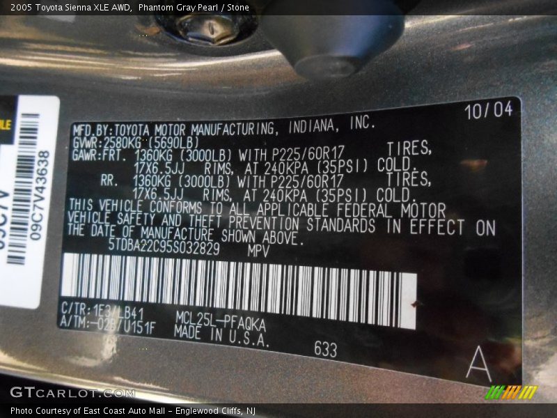 Phantom Gray Pearl / Stone 2005 Toyota Sienna XLE AWD