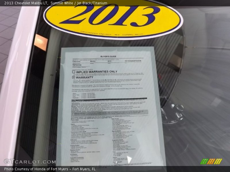 Summit White / Jet Black/Titanium 2013 Chevrolet Malibu LT