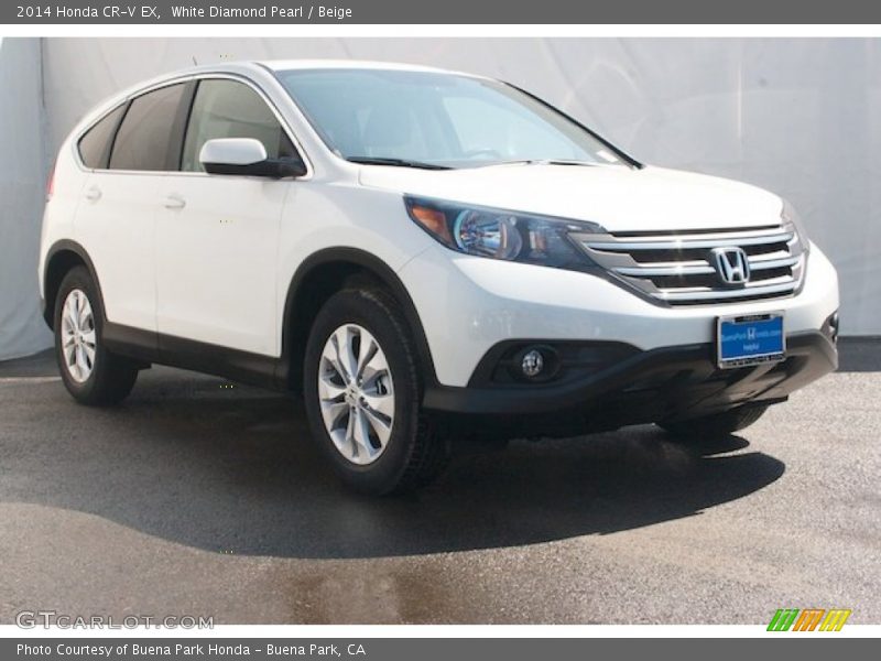 White Diamond Pearl / Beige 2014 Honda CR-V EX