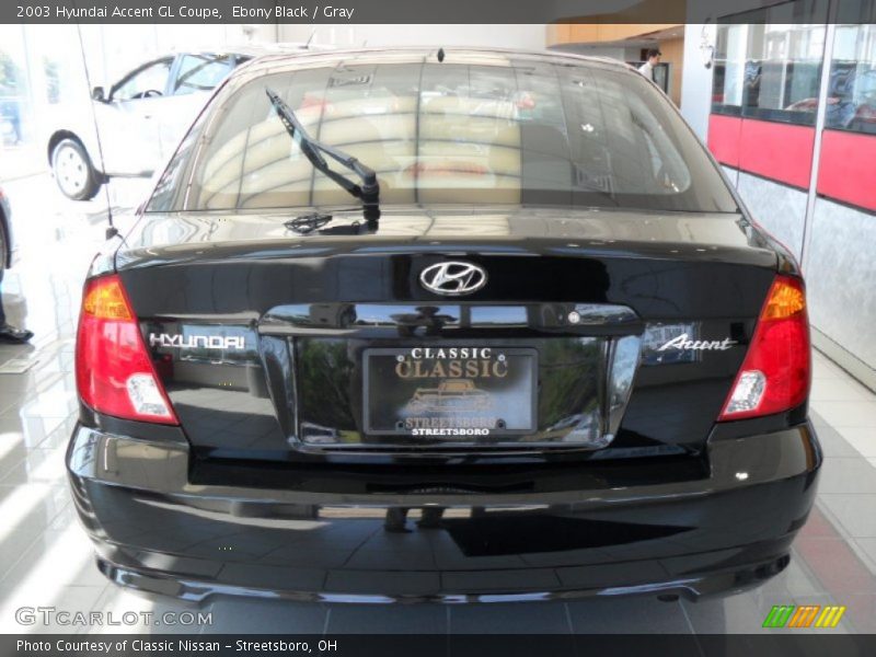 Ebony Black / Gray 2003 Hyundai Accent GL Coupe