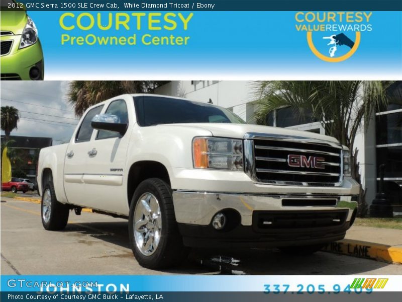 White Diamond Tricoat / Ebony 2012 GMC Sierra 1500 SLE Crew Cab