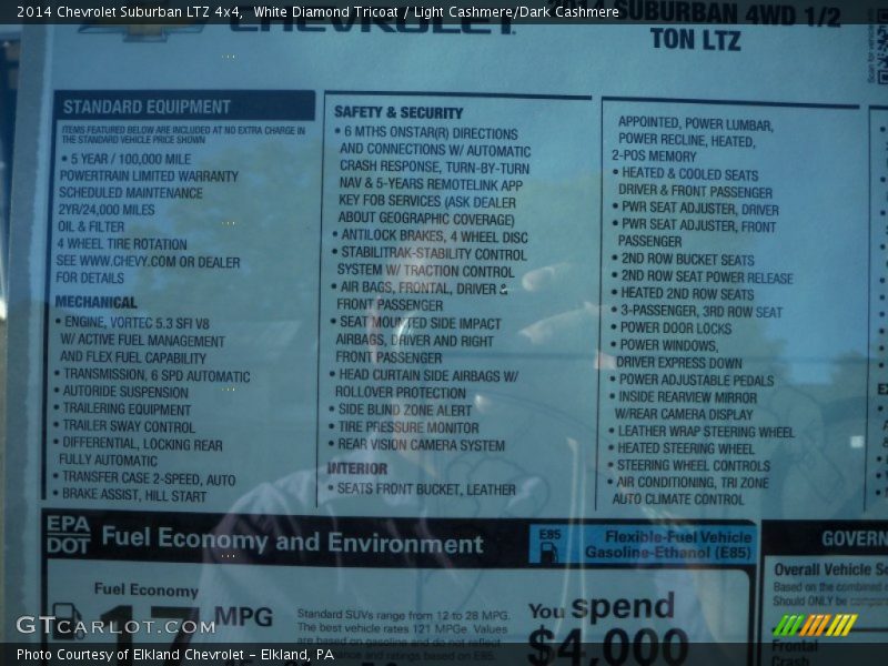 White Diamond Tricoat / Light Cashmere/Dark Cashmere 2014 Chevrolet Suburban LTZ 4x4