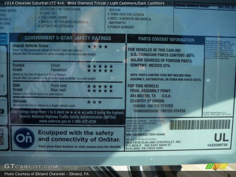 White Diamond Tricoat / Light Cashmere/Dark Cashmere 2014 Chevrolet Suburban LTZ 4x4