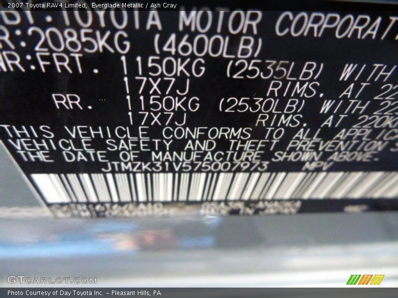 Everglade Metallic / Ash Gray 2007 Toyota RAV4 Limited