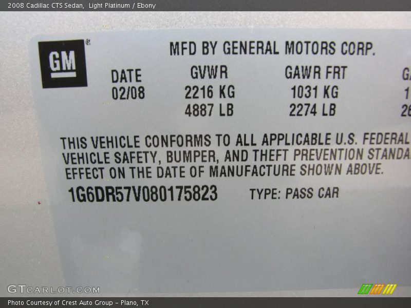 Light Platinum / Ebony 2008 Cadillac CTS Sedan