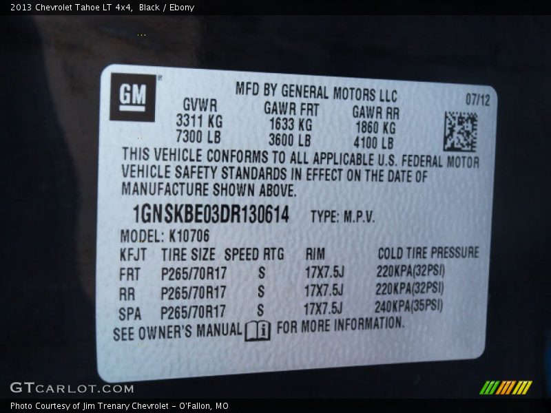 Black / Ebony 2013 Chevrolet Tahoe LT 4x4