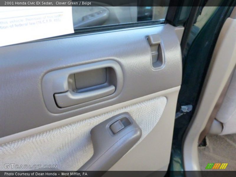 Clover Green / Beige 2001 Honda Civic EX Sedan