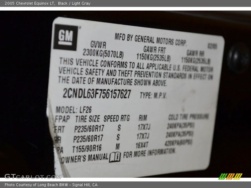 Black / Light Gray 2005 Chevrolet Equinox LT