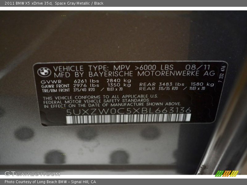 Space Gray Metallic / Black 2011 BMW X5 xDrive 35d