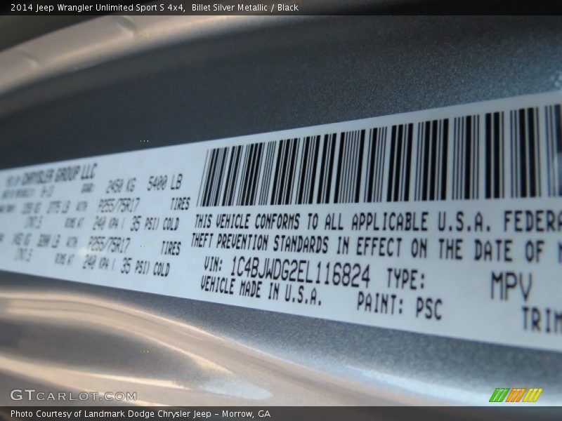 Billet Silver Metallic / Black 2014 Jeep Wrangler Unlimited Sport S 4x4