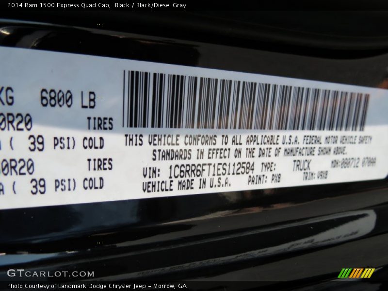 Black / Black/Diesel Gray 2014 Ram 1500 Express Quad Cab