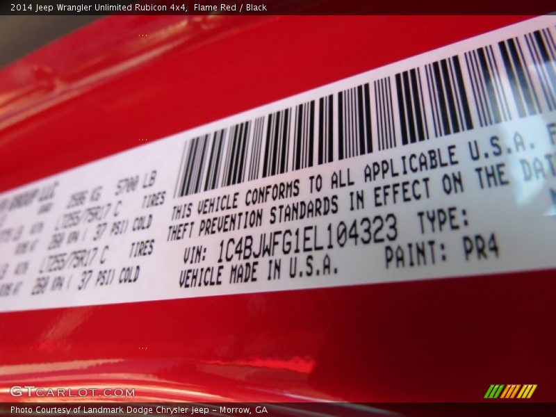 2014 Wrangler Unlimited Rubicon 4x4 Flame Red Color Code PR4