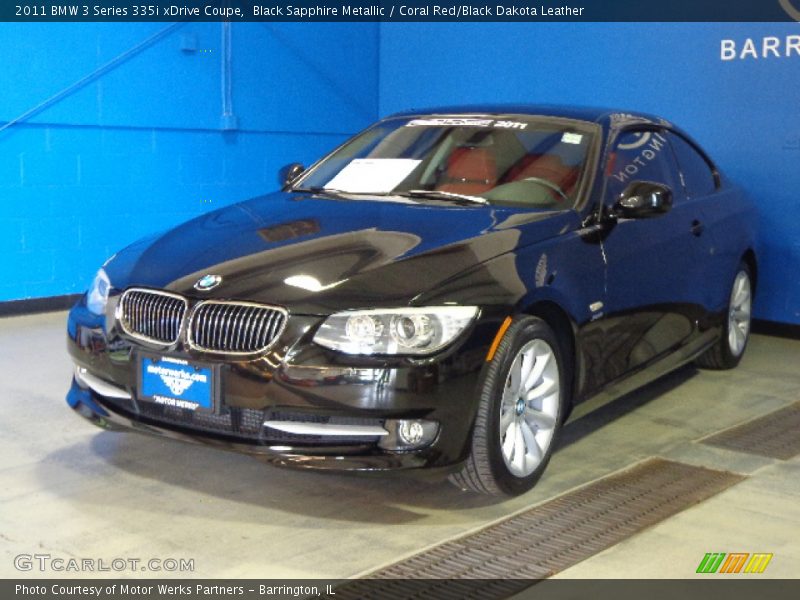 Black Sapphire Metallic / Coral Red/Black Dakota Leather 2011 BMW 3 Series 335i xDrive Coupe