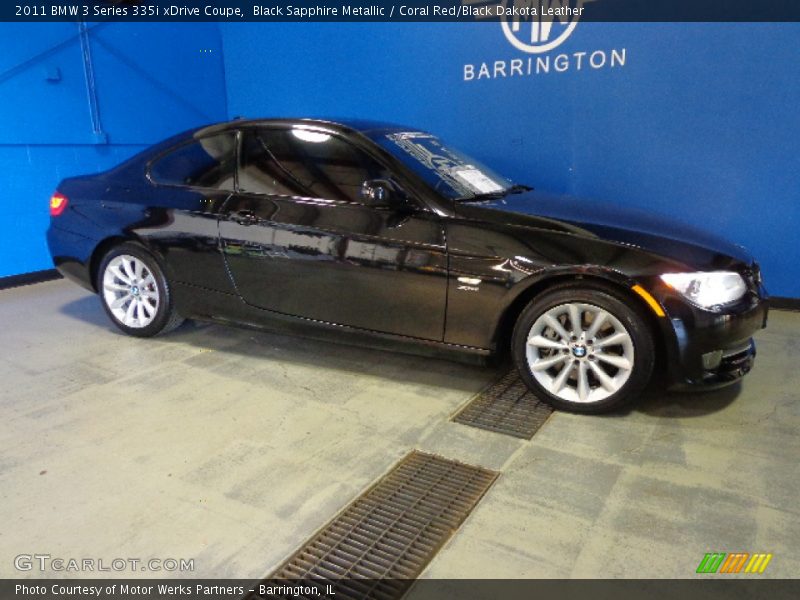 Black Sapphire Metallic / Coral Red/Black Dakota Leather 2011 BMW 3 Series 335i xDrive Coupe