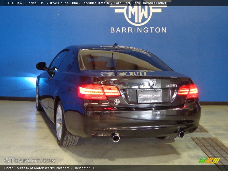 Black Sapphire Metallic / Coral Red/Black Dakota Leather 2011 BMW 3 Series 335i xDrive Coupe