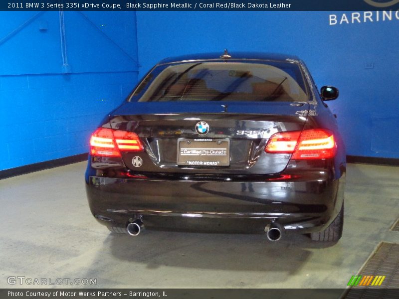 Black Sapphire Metallic / Coral Red/Black Dakota Leather 2011 BMW 3 Series 335i xDrive Coupe
