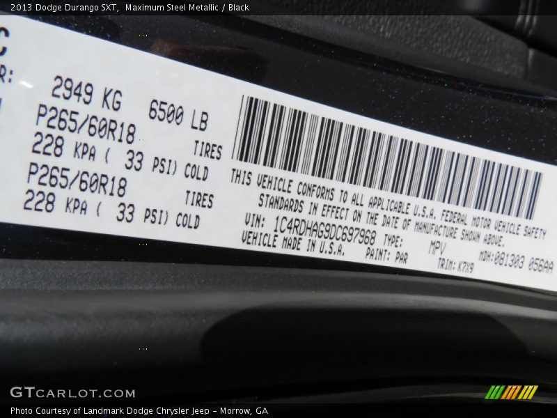 Maximum Steel Metallic / Black 2013 Dodge Durango SXT