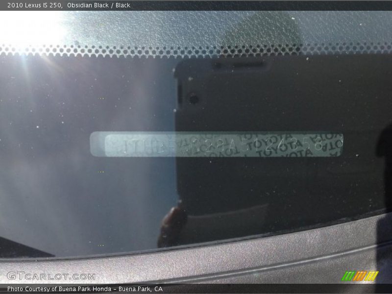 Obsidian Black / Black 2010 Lexus IS 250