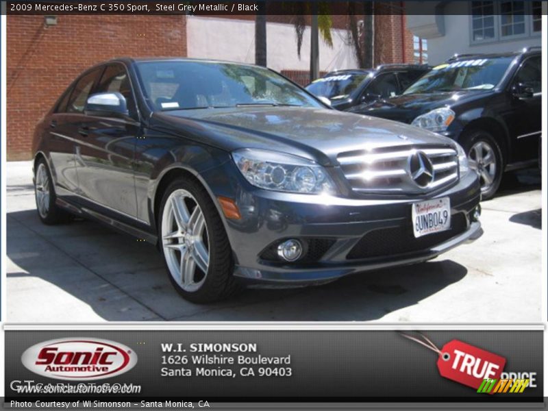 Steel Grey Metallic / Black 2009 Mercedes-Benz C 350 Sport