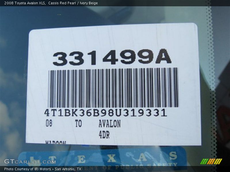 Cassis Red Pearl / Ivory Beige 2008 Toyota Avalon XLS
