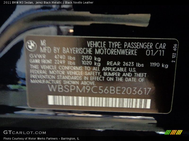 Jerez Black Metallic / Black Novillo Leather 2011 BMW M3 Sedan
