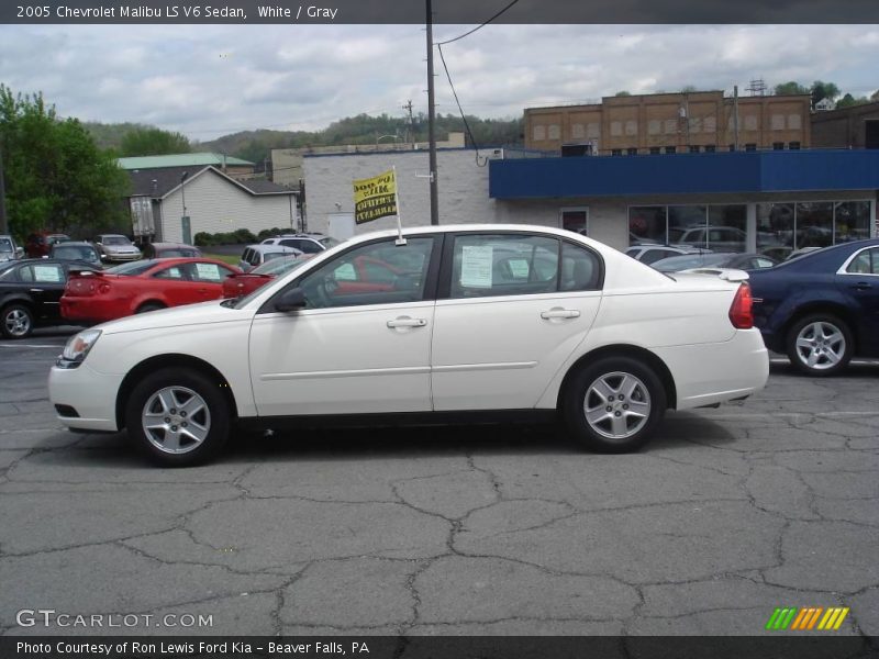 White / Gray 2005 Chevrolet Malibu LS V6 Sedan