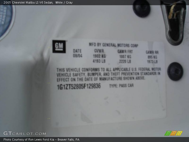 White / Gray 2005 Chevrolet Malibu LS V6 Sedan