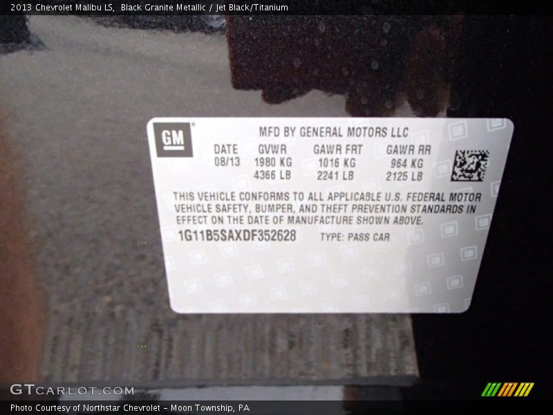 Black Granite Metallic / Jet Black/Titanium 2013 Chevrolet Malibu LS