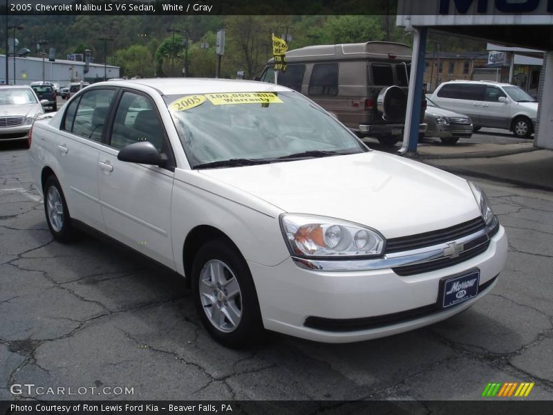White / Gray 2005 Chevrolet Malibu LS V6 Sedan