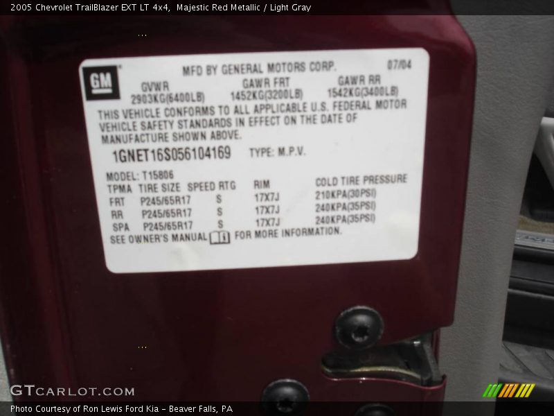 Majestic Red Metallic / Light Gray 2005 Chevrolet TrailBlazer EXT LT 4x4