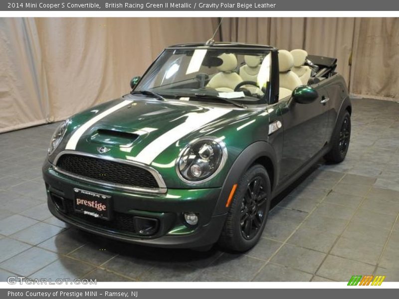 British Racing Green II Metallic / Gravity Polar Beige Leather 2014 Mini Cooper S Convertible