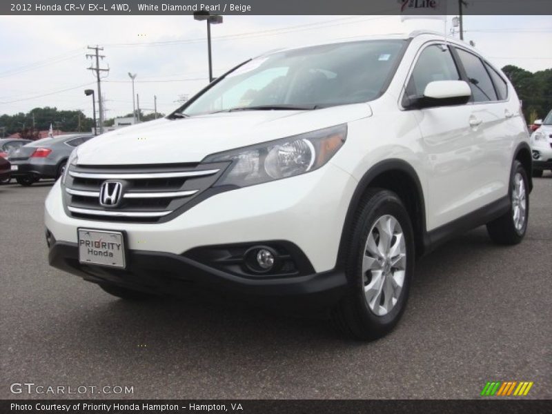 White Diamond Pearl / Beige 2012 Honda CR-V EX-L 4WD