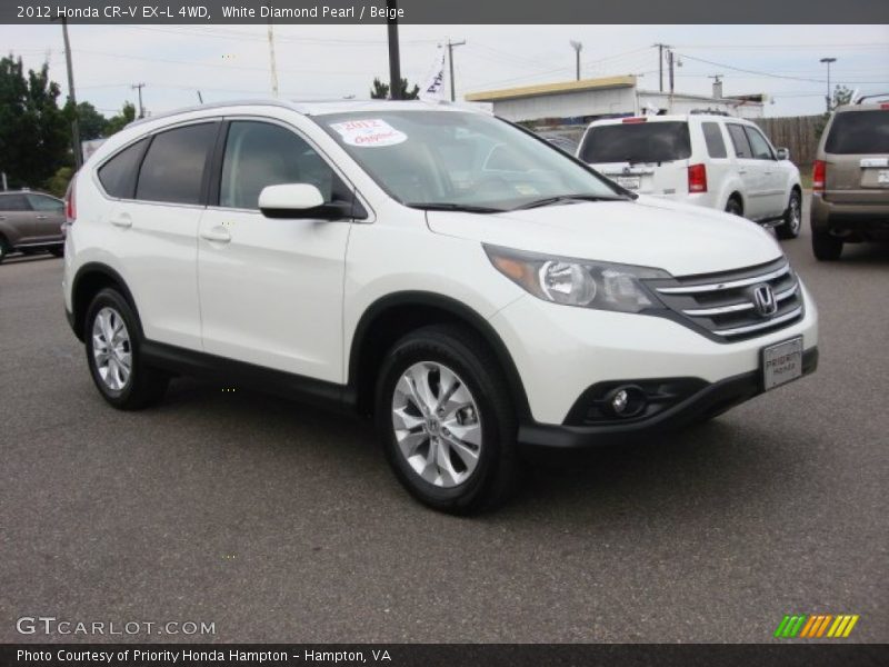 White Diamond Pearl / Beige 2012 Honda CR-V EX-L 4WD