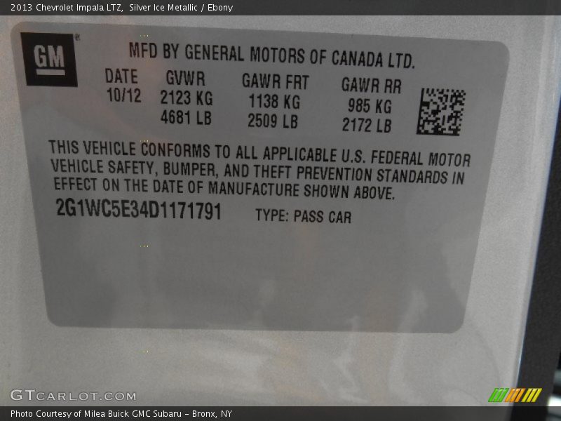 Silver Ice Metallic / Ebony 2013 Chevrolet Impala LTZ