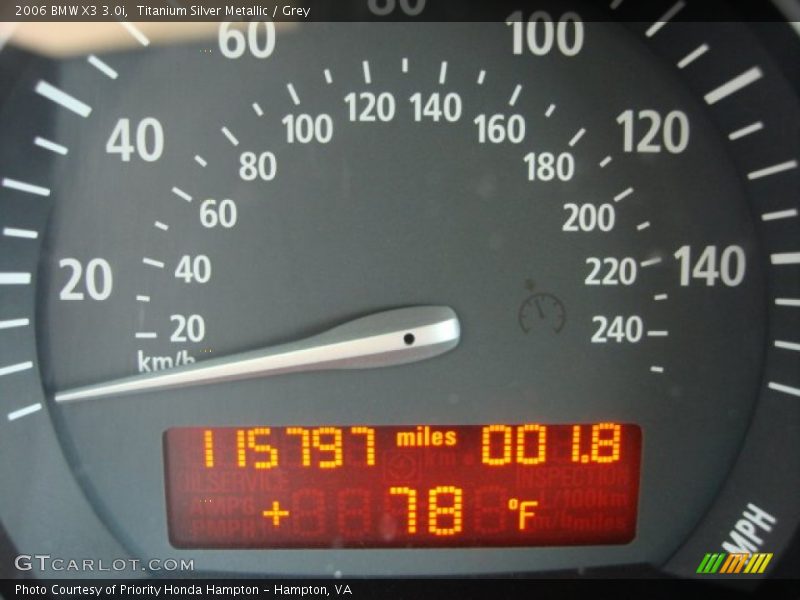 Titanium Silver Metallic / Grey 2006 BMW X3 3.0i