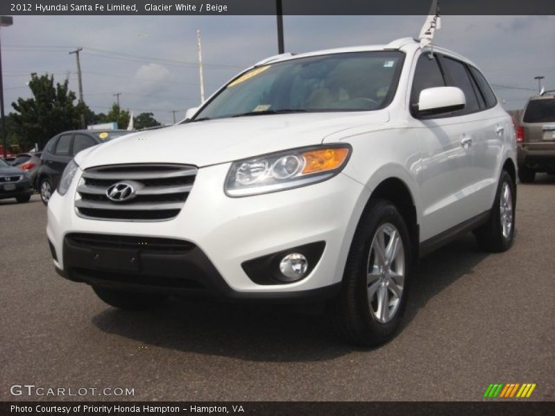 Glacier White / Beige 2012 Hyundai Santa Fe Limited