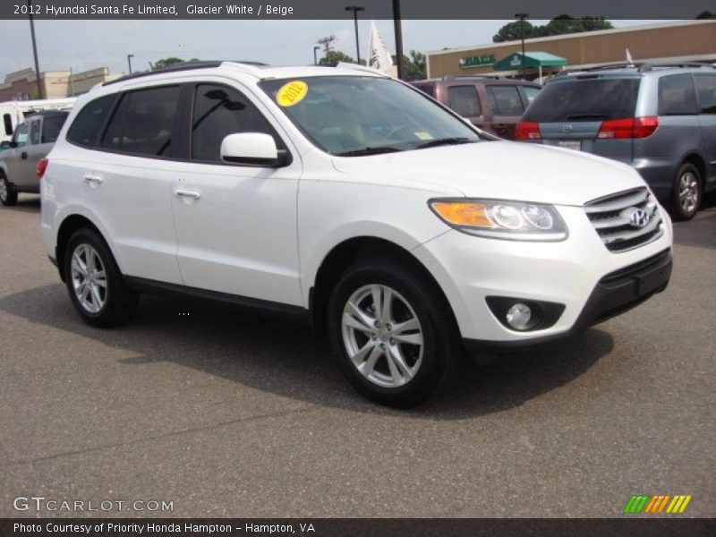 Glacier White / Beige 2012 Hyundai Santa Fe Limited