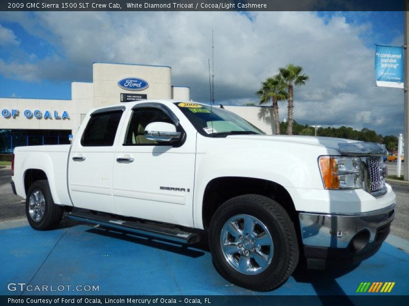 White Diamond Tricoat / Cocoa/Light Cashmere 2009 GMC Sierra 1500 SLT Crew Cab