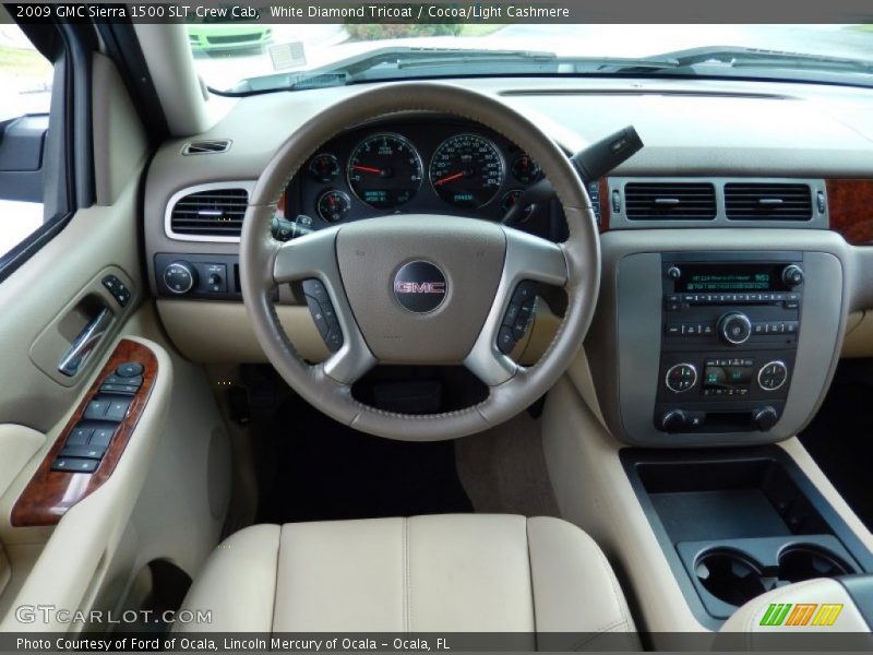 White Diamond Tricoat / Cocoa/Light Cashmere 2009 GMC Sierra 1500 SLT Crew Cab