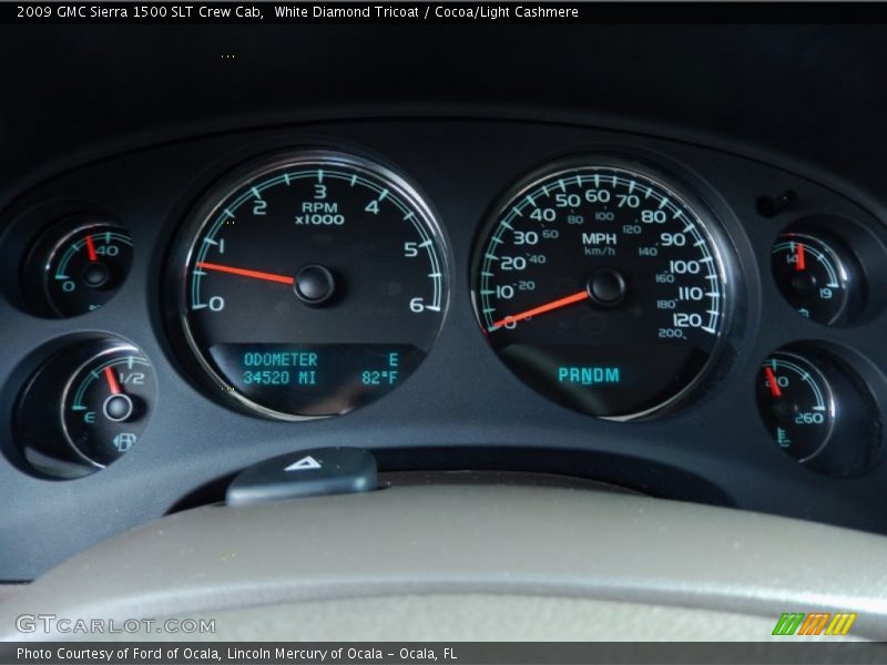 White Diamond Tricoat / Cocoa/Light Cashmere 2009 GMC Sierra 1500 SLT Crew Cab