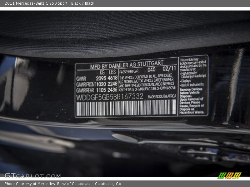 Black / Black 2011 Mercedes-Benz C 350 Sport