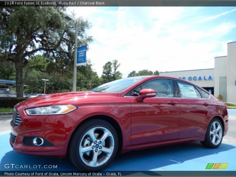 Ruby Red / Charcoal Black 2014 Ford Fusion SE EcoBoost