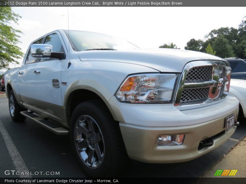 Bright White / Light Pebble Beige/Bark Brown 2012 Dodge Ram 1500 Laramie Longhorn Crew Cab