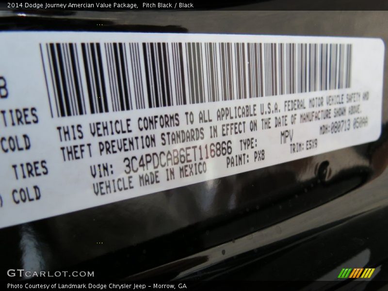 Pitch Black / Black 2014 Dodge Journey Amercian Value Package